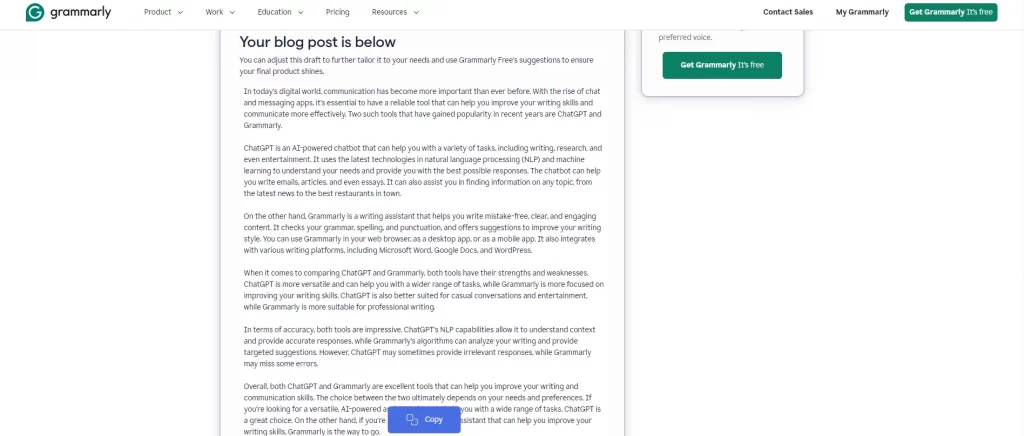 Grammarly или ChatGPT: Какой инструмент лучше для копирайтеров и студентов? 2 Grammarly AI