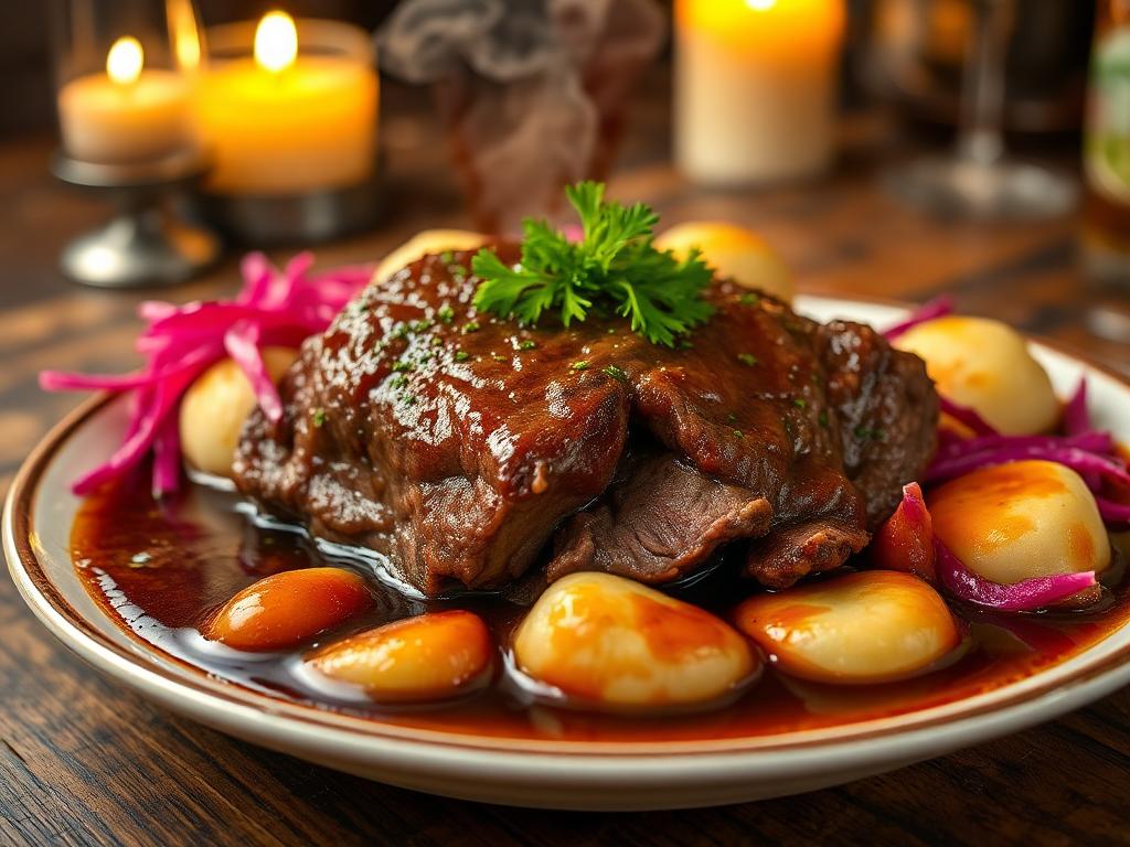 Capture a tantalizing plate of Sauerbraten