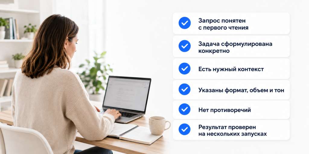 Чек-лист для самопроверки перед отправкой промпта