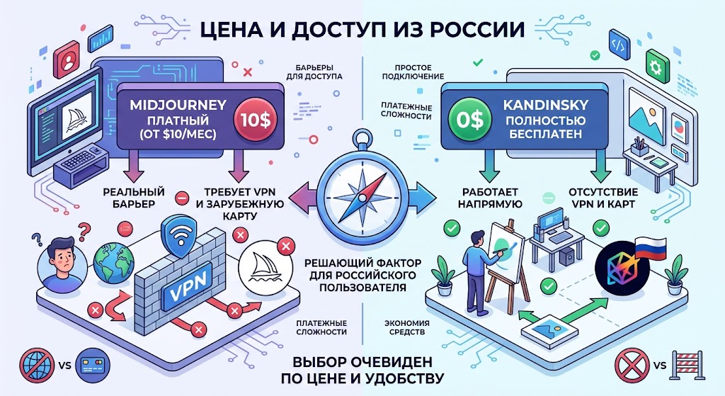 Midjourney или Kandinsky: что лучше в 2026 году 3 Цена и доступ из России