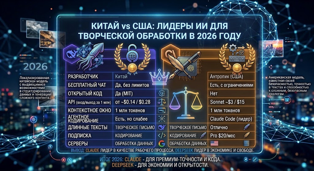 DeepSeek или Claude: что лучше в 2026 году 3 Claude выигрывает в качестве рабочего процесса, DeepSeek выигрывает в экономике и свободе