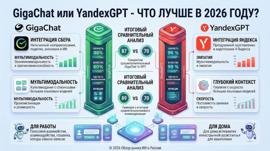 GigaChat или YandexGPT - что лучше в 2026 году