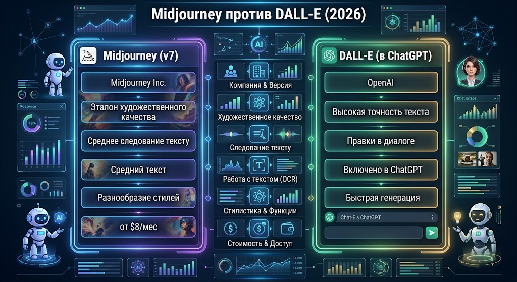 Midjourney или DALL-E: что лучше для генерации картинок в 2026 2 Midjourney против DALL-E