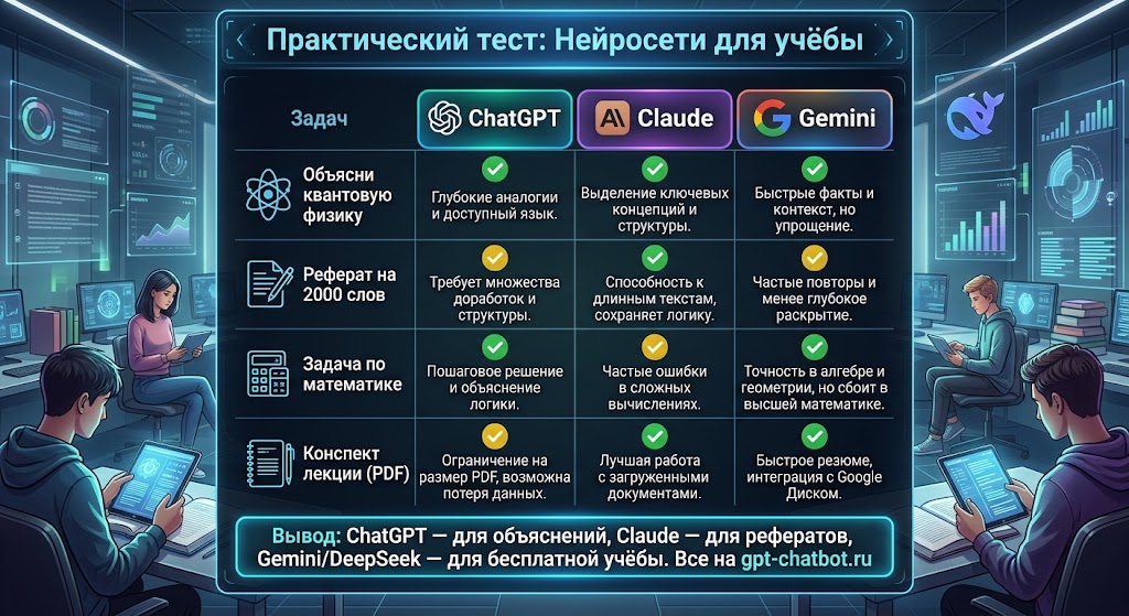 Мы проверили модели на типичных учебных задачах