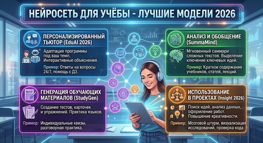 Нейросеть для учёбы - лучшие модели 2026