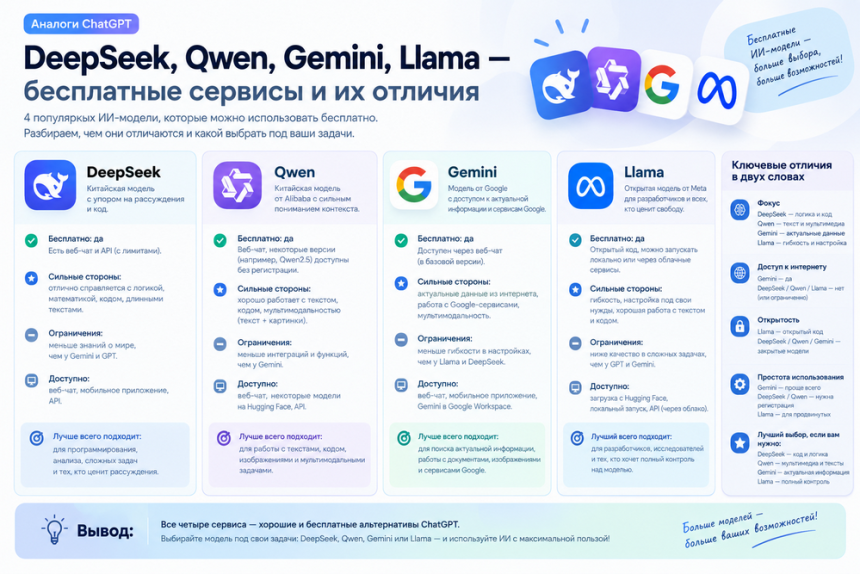 Аналоги ChatGPT - 12 бесплатных сервисов и их отличия