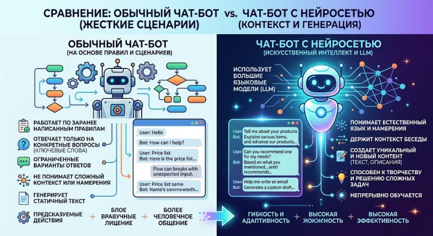 Чат-бот с нейросетью - чем отличается от обычного бота