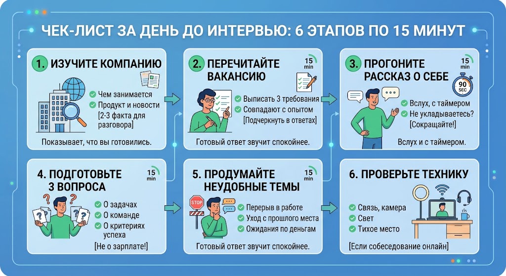 Чек-лист за день до интервью