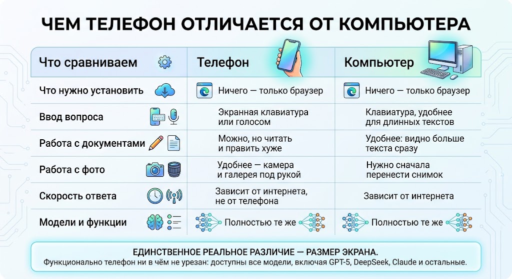 Чат ГПТ на телефон: как пользоваться без приложения 4 Чем телефон отличается от компьютера