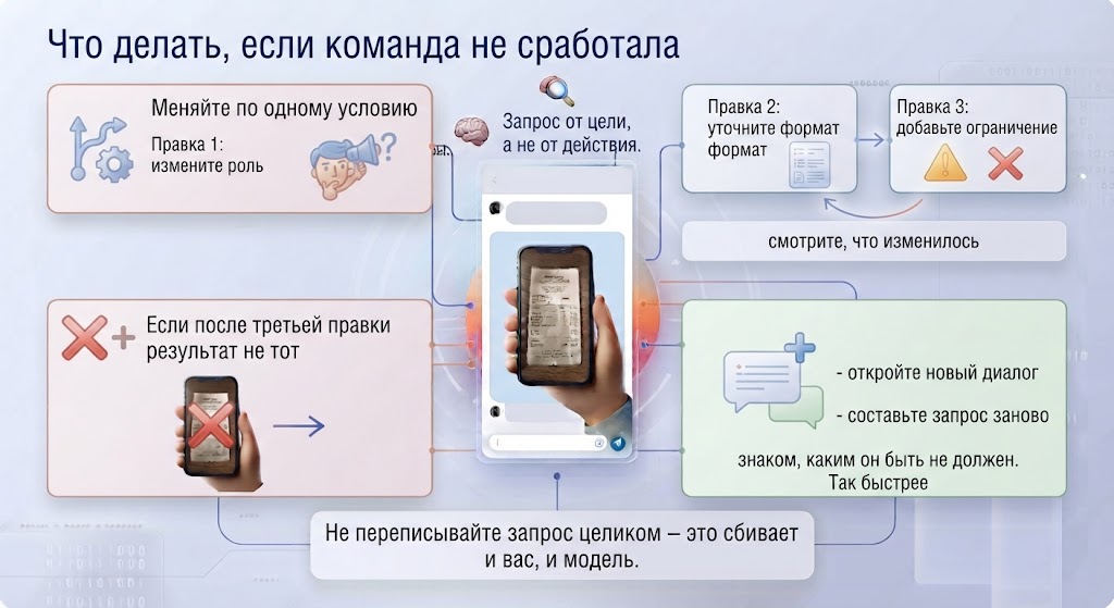 Что делать, если команда не сработала