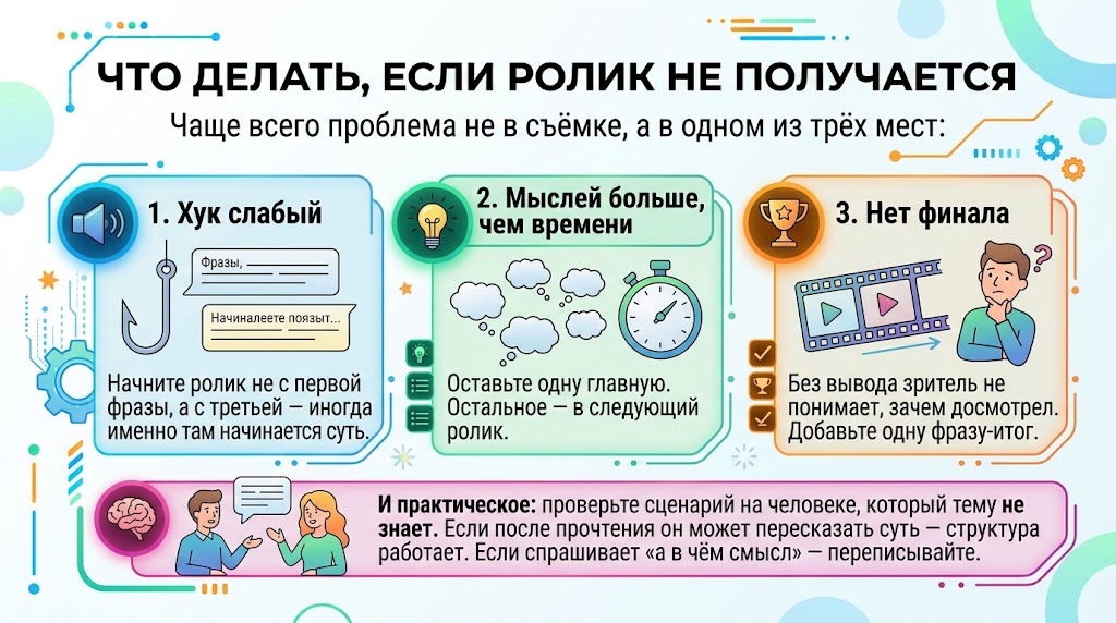 Что делать, если ролик не получается