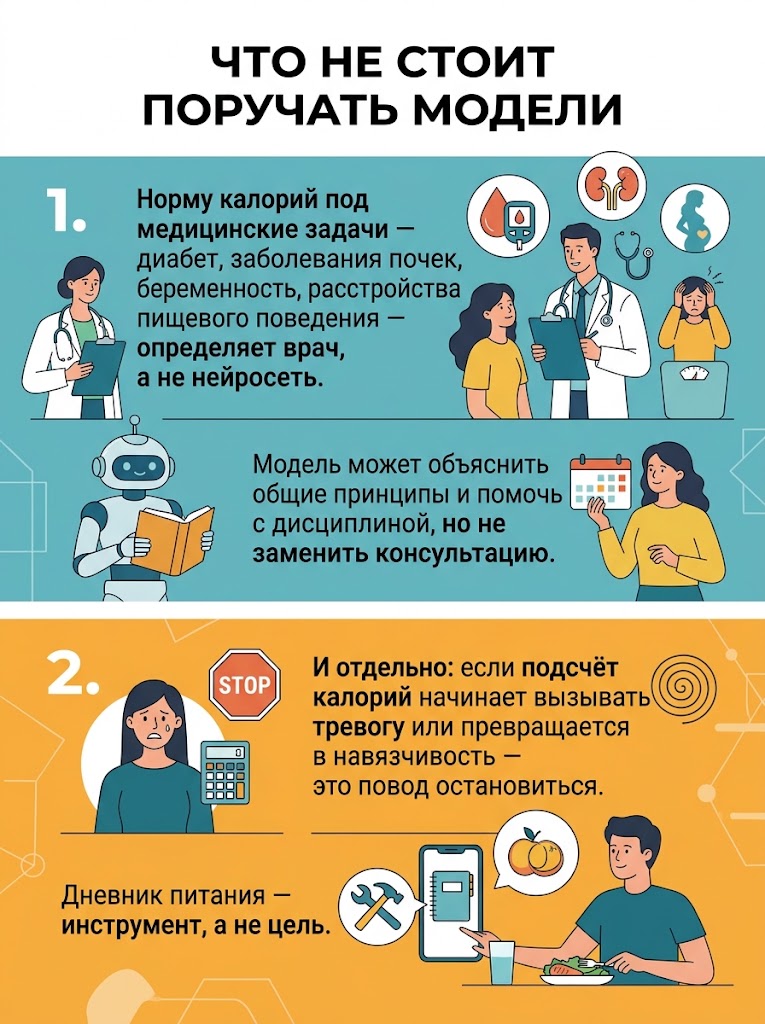 Подсчёт калорий с нейросетью: как вести дневник питания 3 Что не стоит поручать модели