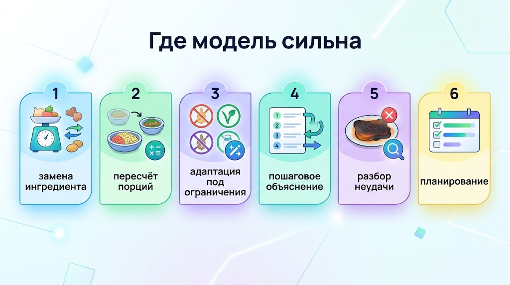 Где модель сильна