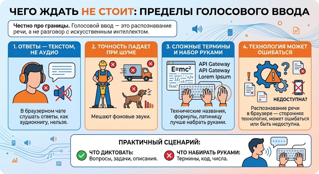 Голосовой ввод — это распознавание речи, а не разговор с искусственным интеллектом