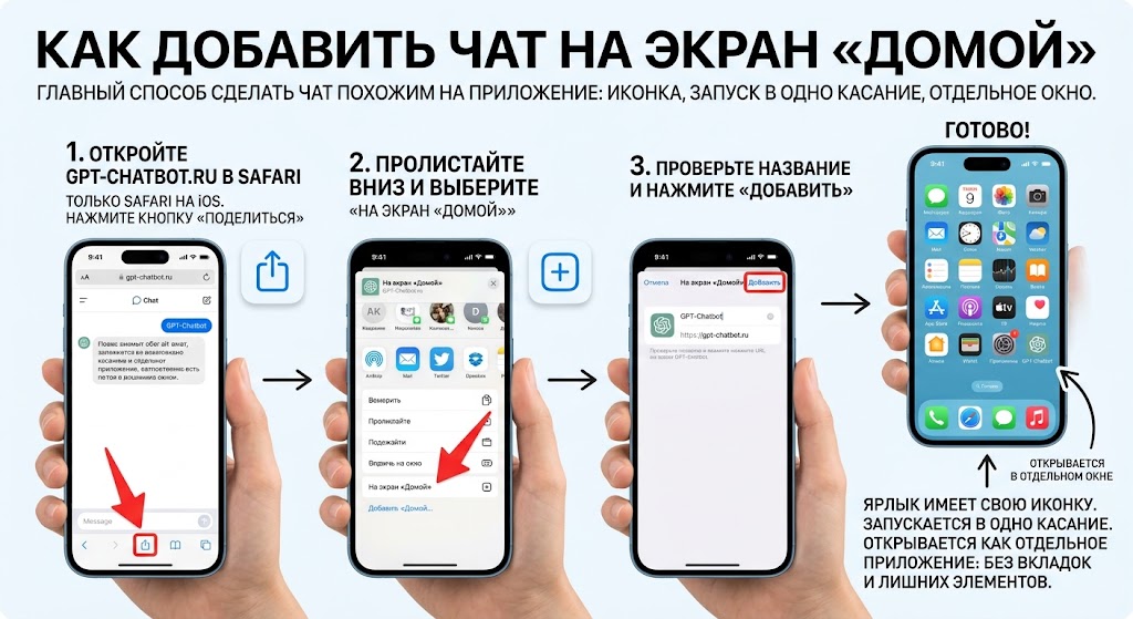 Чат ГПТ на айфон: как открыть и добавить на экран 2 Как добавить чат на экран Домой