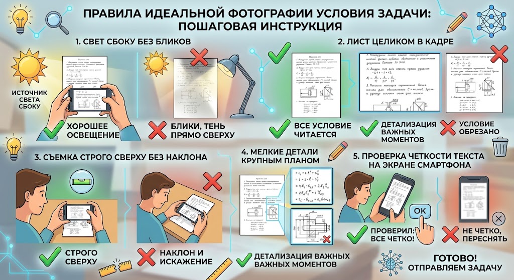 Как фотографировать условие, чтобы распозналось с первого раза