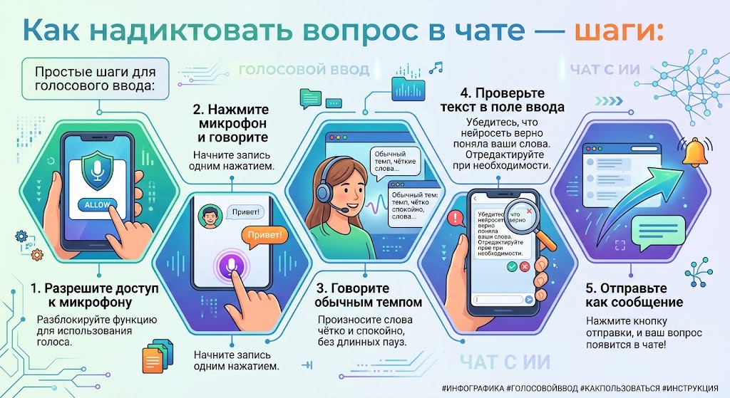 Как надиктовать вопрос в чате