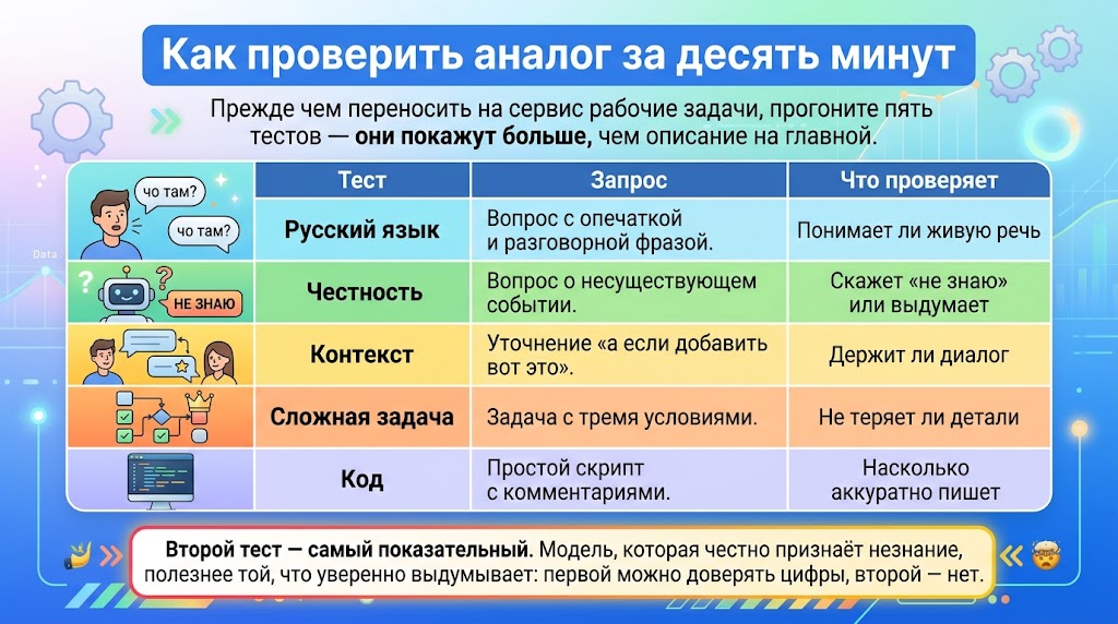 Аналоги DeepSeek: 8 бесплатных сервисов и чем они отличаются 3 Как проверить аналог за десять минут
