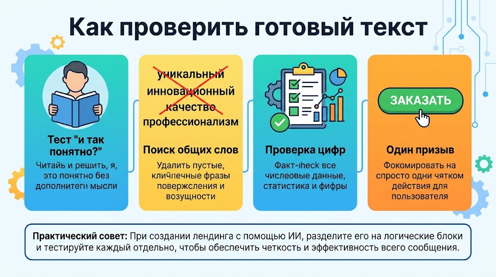 Нейросеть для лендинга: как написать текст, который продаёт 3 Как проверить готовый текст
