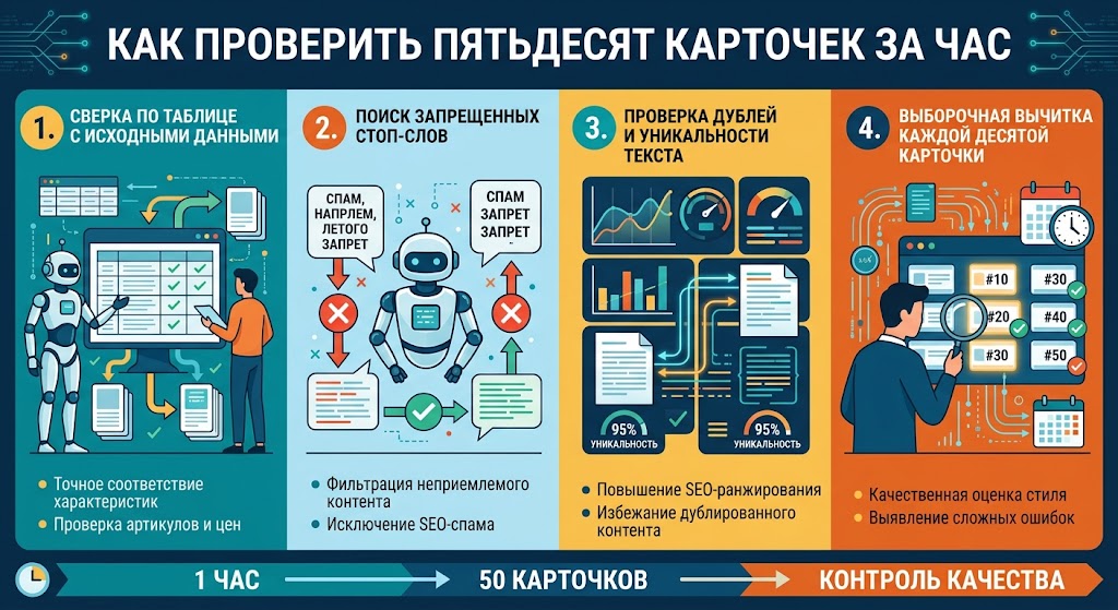 Описание товаров для маркетплейса с нейросетью 4 Как проверить пятьдесят карточек за час