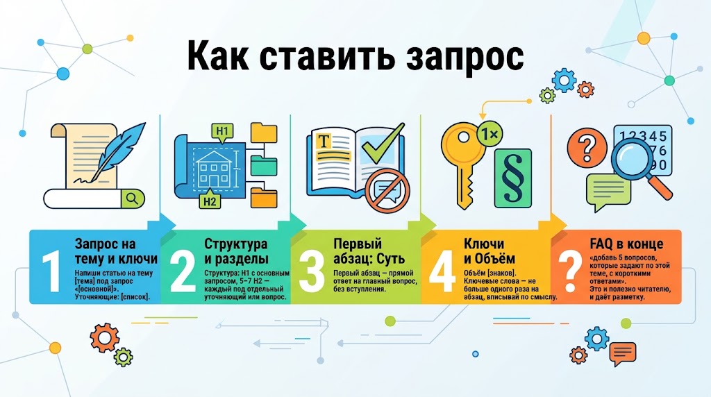 SEO-текст с нейросетью: как написать и не получить воду 3 Как ставить запрос