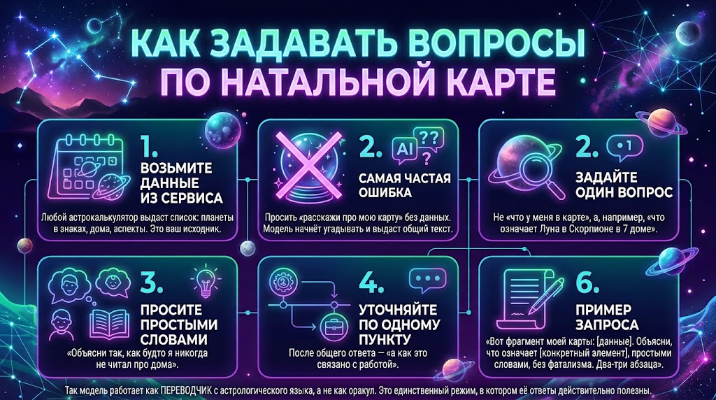 Нейросеть для астрологии: гороскопы и промпты 4 Как задавать вопросы по натальной карте