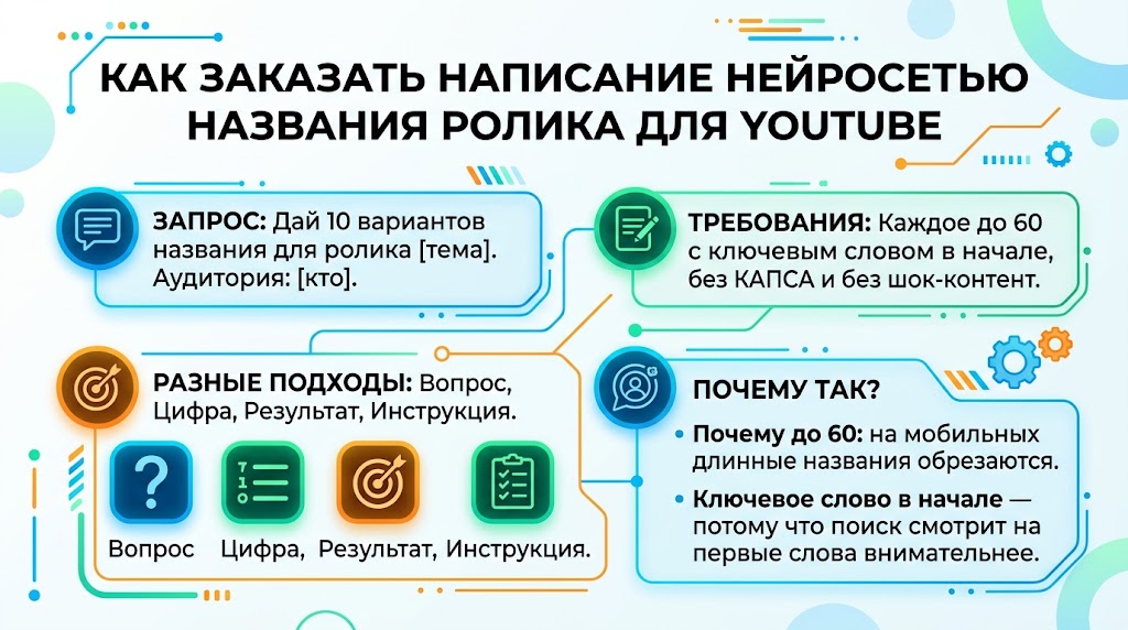 Как заказать написание нейросетью названия ролика для YouTube