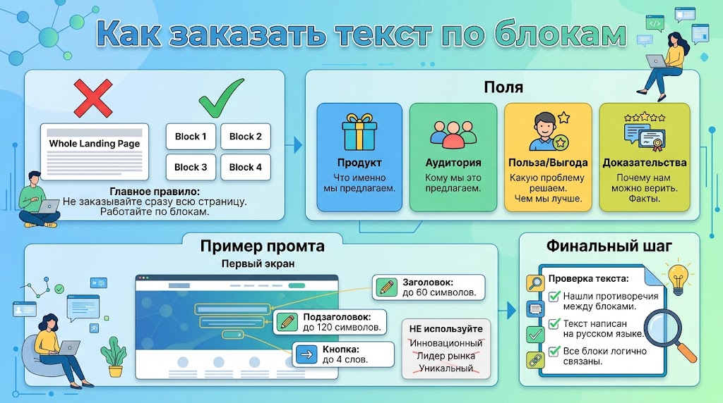 Нейросеть для лендинга: как написать текст, который продаёт 2 Как заказать текст по блокам