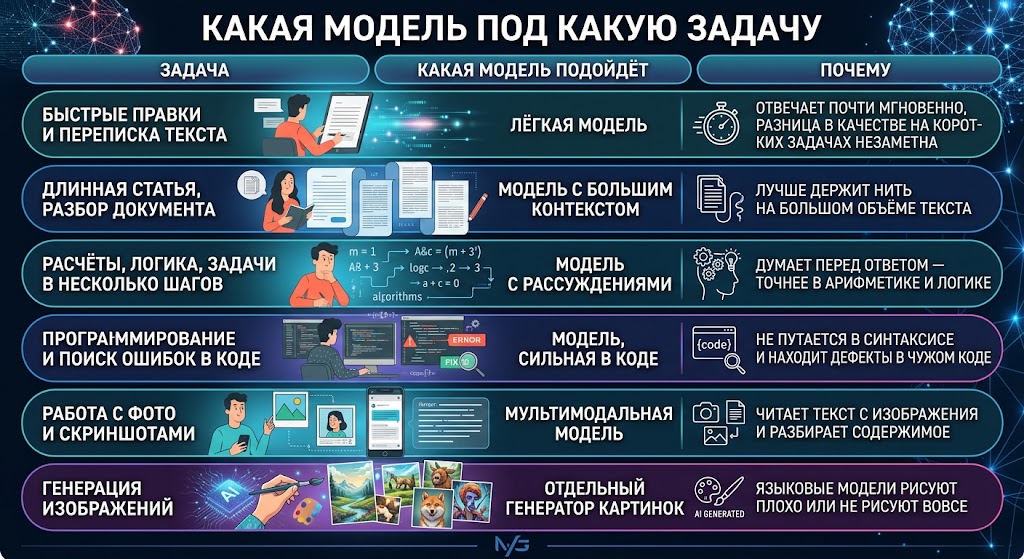 Какая модель под какую задачу