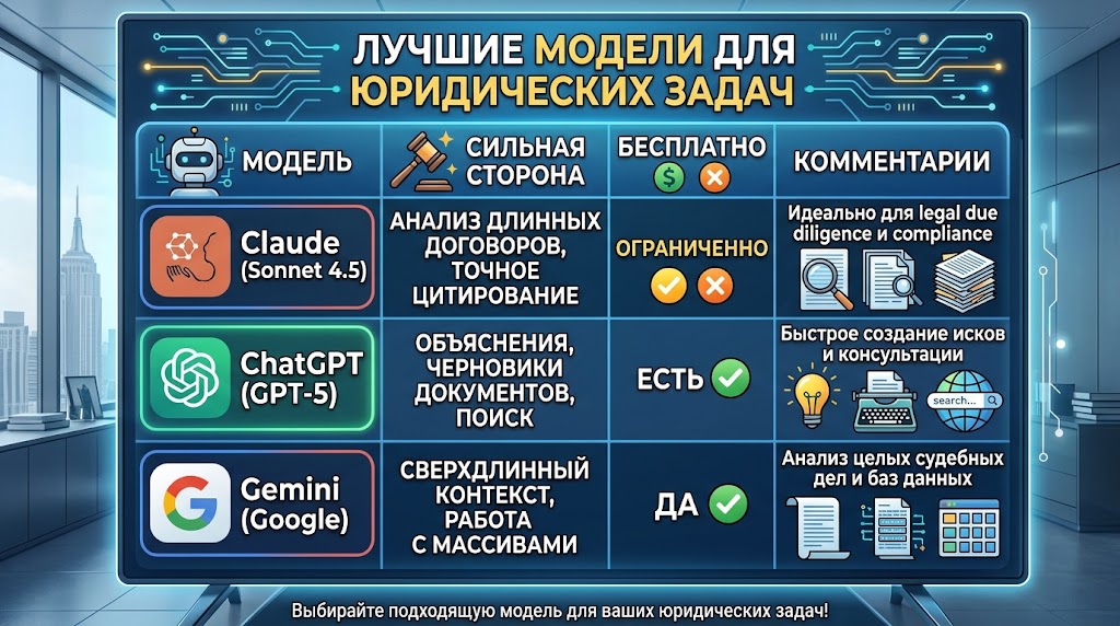Лучшие модели для юридических задач