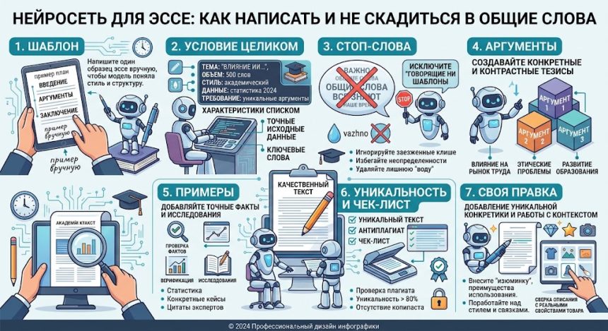 Нейросеть для эссе - как написать и не скатиться в общие слова