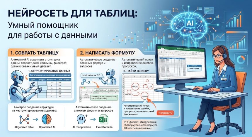 Нейросеть для таблиц - собрать таблицу, написать формулу, найти ошибку