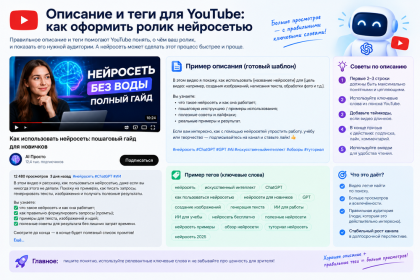 Описание и теги для YouTube - как оформить ролик нейросетью