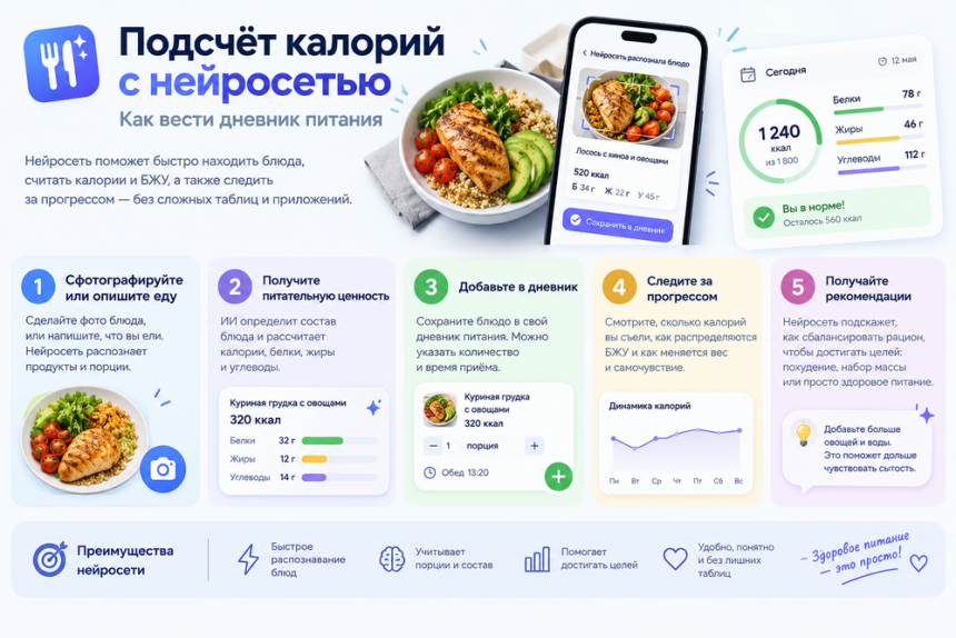 Подсчёт калорий с нейросетью - как вести дневник питания