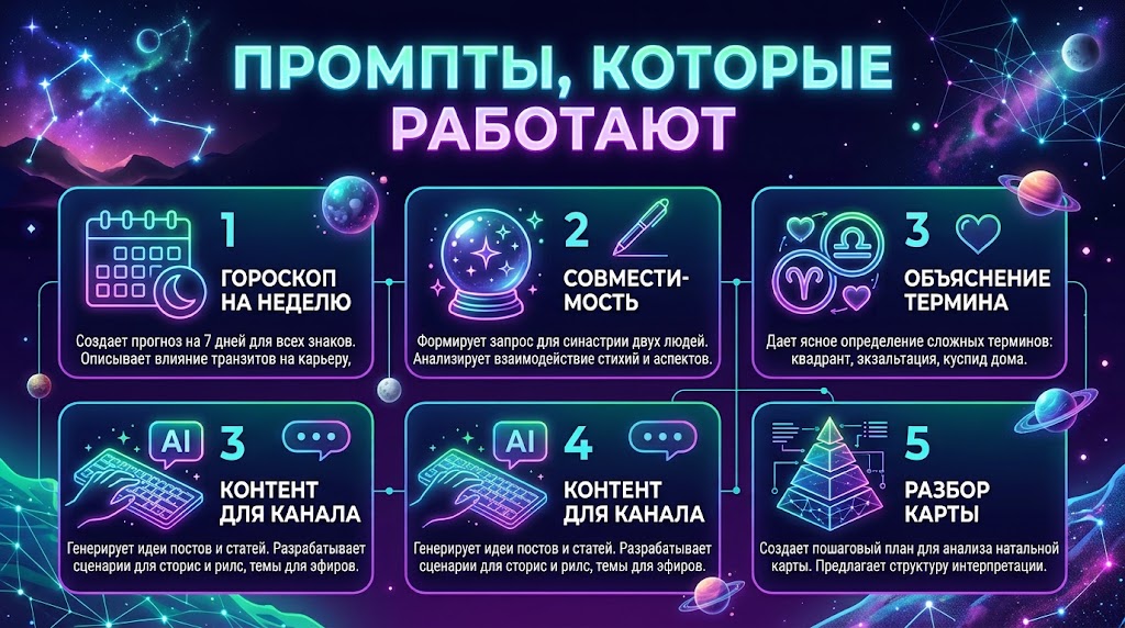 Нейросеть для астрологии: гороскопы и промпты 3 Промпты, которые работают